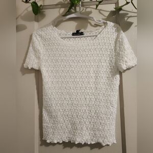 White Textured Women's Tee